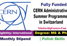 CERN Administrative Student Programme 2022 in Switzerland