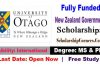 New Zealand Government  Scholarship 2022 at University Of Otago
