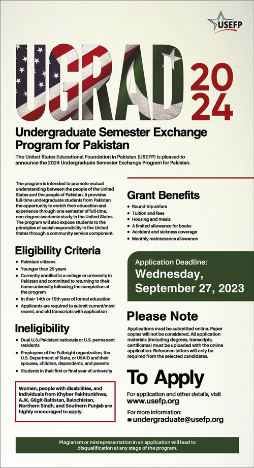 UGRAD Pakistan 2023-24 In USA | Undergraduate Exchange Program For Pakistan