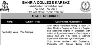 Bahria College Karsaz Teaching Staff Jobs 2023 in Karachi
