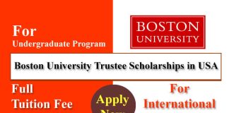 Boston University Trustee Scholarship 2023 in the USA